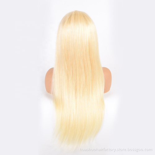 Preplucked Straight Real Human Hair Natural Long Pre Pluck Light Blonde 613 360 Lace Frontal Wig